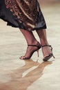 Feet in a beautiful dance shoes of Argentinian tango dancer