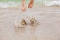 Feet of boy jumping into the water Royalty Free Stock Photo