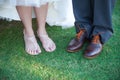 Feet of bride and groom Royalty Free Stock Photo