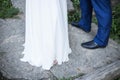 Feet of bride and groom Royalty Free Stock Photo