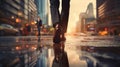 Feet of businessman walking on modern city road , start to vision think of a successful concept Royalty Free Stock Photo