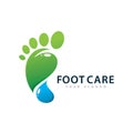 Feet care logo design vector. Feet massaging symbol