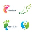 Feet care logo design vector. Feet massaging symbol