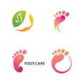 Feet care logo design vector. Feet massaging symbol