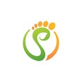 Feet care logo design vector. Feet massaging symbol