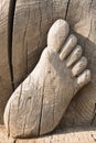 Close - up of feet carved from wood