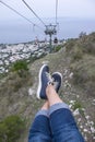 Feet on Chairlift Up to Mount Solaro 2 Royalty Free Stock Photo