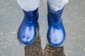 Blue child rubber boots Royalty Free Stock Photo