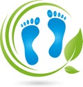 Feet and leaves, massage and foot care logo