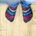 Feet in the colour socks Royalty Free Stock Photo