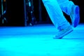 Feet of a duo of hip-hop performers