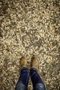 Feet in fallen leaves