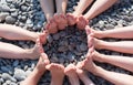 Feet figure a circle on the beach. Royalty Free Stock Photo