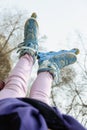 Feet girl in roller skates Royalty Free Stock Photo