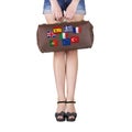 Feet girl with a suitcase in hand. Royalty Free Stock Photo