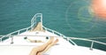 Feet of girl yacht on the sea Royalty Free Stock Photo