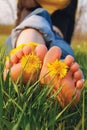 Feet on the grass Royalty Free Stock Photo