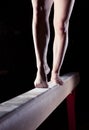 Feet of gymnast on balance beam Royalty Free Stock Photo