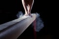 Feet of gymnast on balance beam Royalty Free Stock Photo