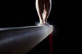 Feet of gymnast on balance beam Royalty Free Stock Photo