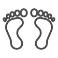 Feet line icon, human body concept, bare foot print sign on white background, footprint icon in outline style for mobile Royalty Free Stock Photo