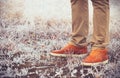 Feet Man walking Outdoor Lifestyle Fashion Royalty Free Stock Photo