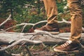 Feet Man walking Outdoor Travel Lifestyle Fashion Royalty Free Stock Photo