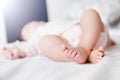 Feet of newborn baby. Mom and her son Happy family concept Beautiful conceptual image of motherhood.bABY Royalty Free Stock Photo