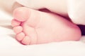 Feet of newborn baby sleeping