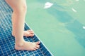 Feet by pool at swim class Royalty Free Stock Photo