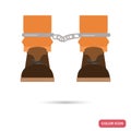 Feet prisoner in chains color flat icon for web and mobile design