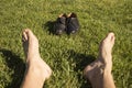 Feet relaxing in the grass Royalty Free Stock Photo