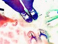 Feet on the sand at the beach in Summer Royalty Free Stock Photo