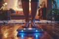 Feet on scales, weight control. Generative AI.