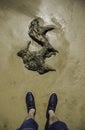 Feet with slippers on the beach Royalty Free Stock Photo