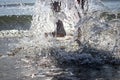 feet splashing water on the sea shore Royalty Free Stock Photo