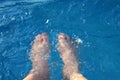 Feet submerged in water on a hot summer day. M