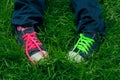 Feet teen in sneakers Royalty Free Stock Photo