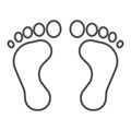 Feet thin line icon, human body concept, bare foot print sign on white background, footprint icon in outline style for Royalty Free Stock Photo