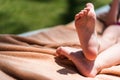 Feet of toddler on beach Royalty Free Stock Photo