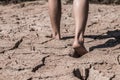 The feet that walk on the ground break because of drought.