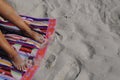 Feet of woman on beach Royalty Free Stock Photo