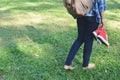 Feet women in the walking on the park and relax time on holiday. Royalty Free Stock Photo