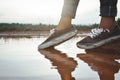 Feet of young girl standing in ground Royalty Free Stock Photo