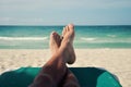 A Young Man Relaxing on a Beach Bed in Cuba, Varadero.