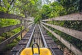 Feet of a young woman on Alpine Coaster Royalty Free Stock Photo