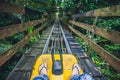 Feet of a young woman on Alpine Coaster Royalty Free Stock Photo