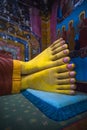 Feets of he largest statue of Reclining Buddha of Sri Lanka Royalty Free Stock Photo