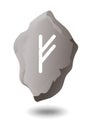 DRAWN RUNE FEHU ON A GRAY STONE