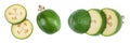 Feijoa fruit isolated on white background. Top view. Flat lay Royalty Free Stock Photo